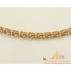 Серебряная Цепь 925 проба. Цепочка позолоченная, серебряная, плетение Бисмарк Позолота 077325